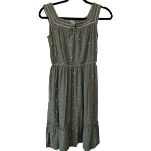 Old Navy Olive Embroidered Midi Dress